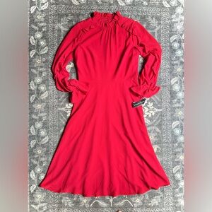 Donna Morgan Ruffle Fit & Flare Red Midi Dress